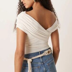 Abercrombie & Fitch Off Shoulder Asymmetrical Wrap Bodysuit